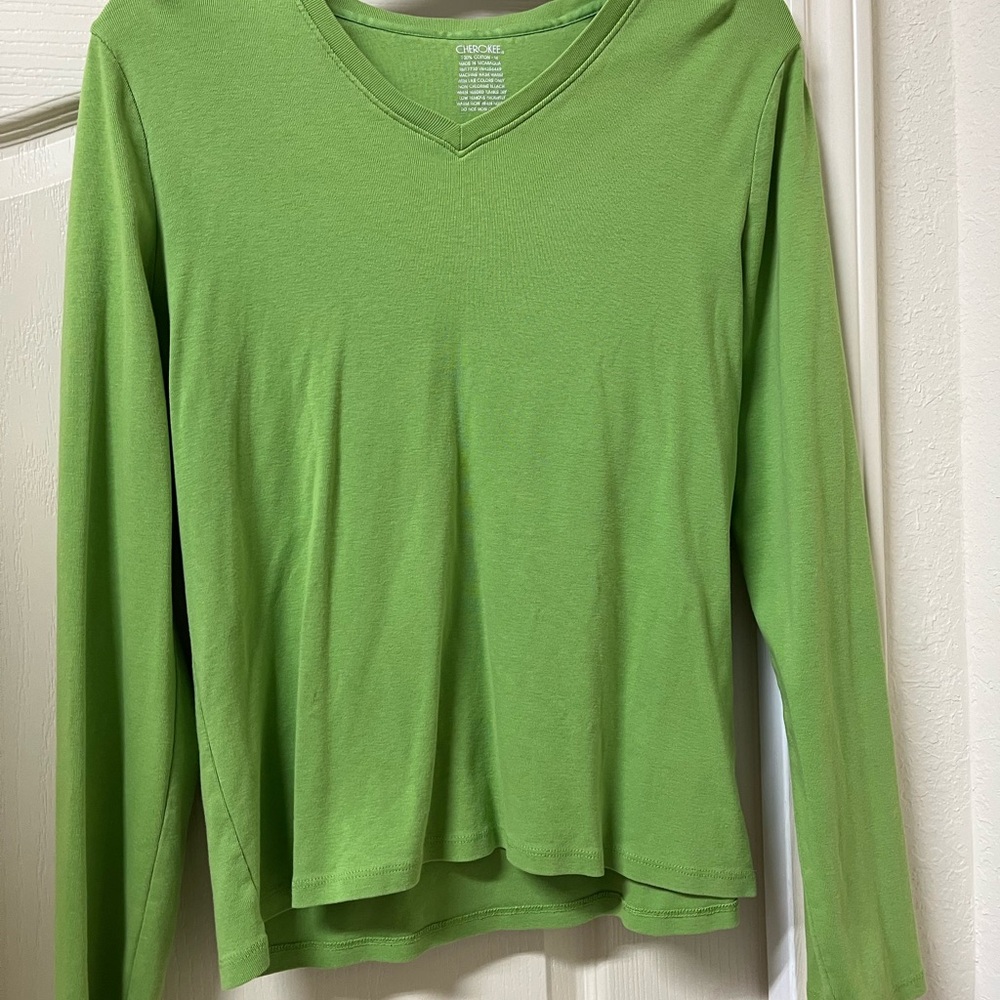 Cherokee Bright Green V-Neck Top